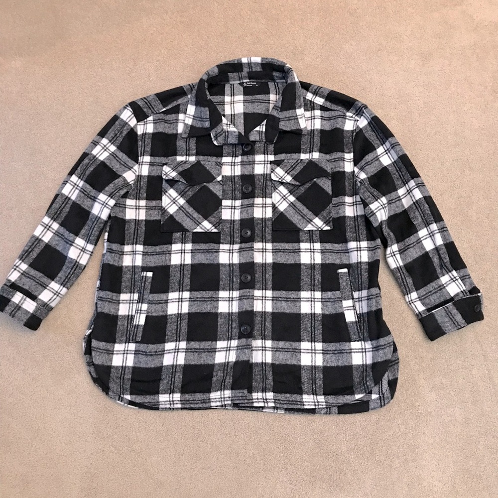Members Mark Black White Plaid Shacket Size XXL Heavyweight Outerwear Cabincore